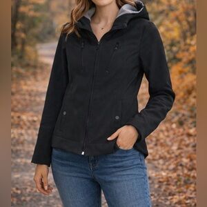 Sebby Black Hooded Winter Jacket | Women’s XS | Fitted Cold Weather Coat